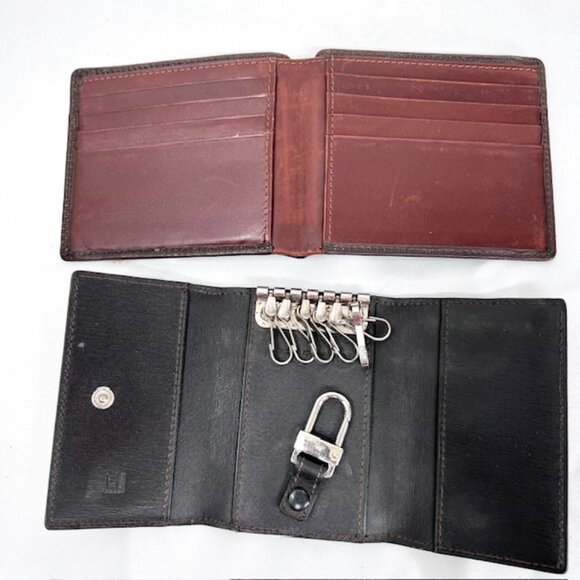 Set: DunHill Back leatherPouch Hold Key & Yuki Torri Wallet Bifold Brown (64) - Picture 4 of 12